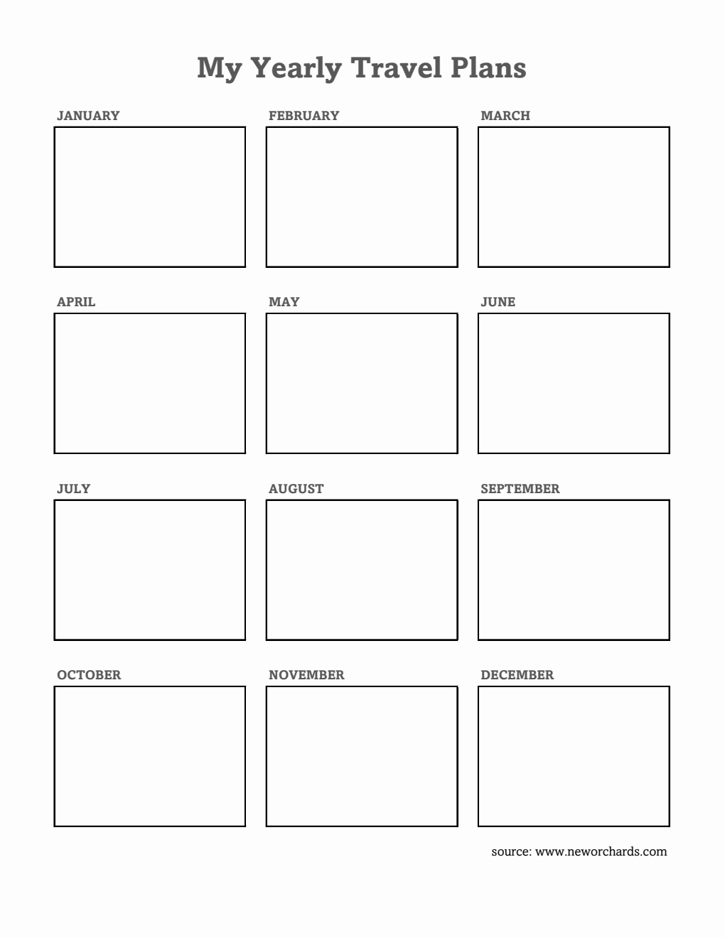 Printable Yearly Travel Planner - Free Excel Download