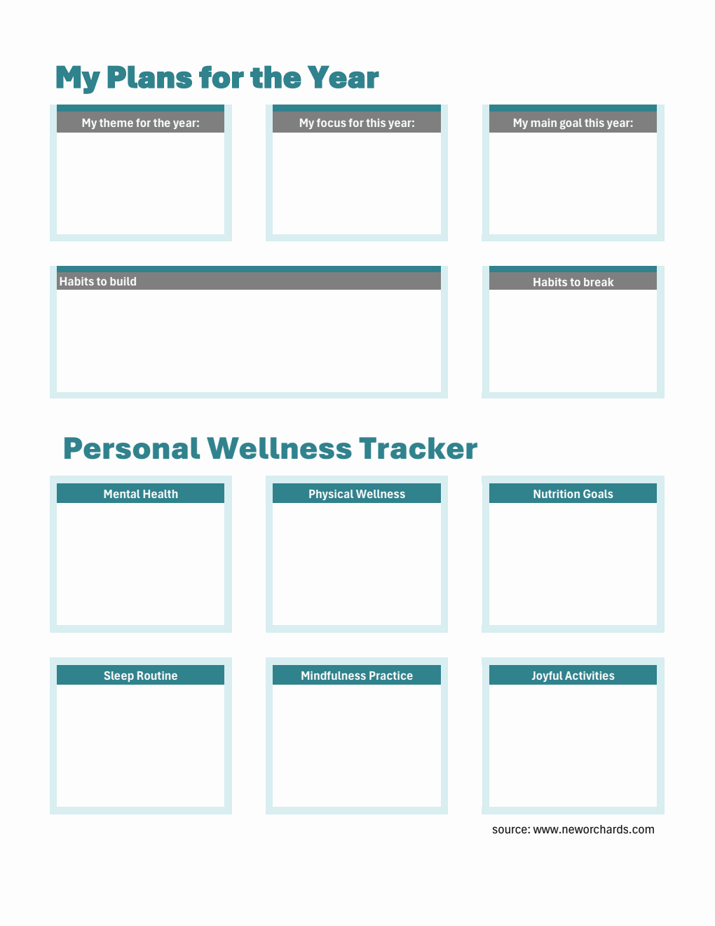 Customizable Wellness & Balance Yearly Planner Template (Printable Excel)